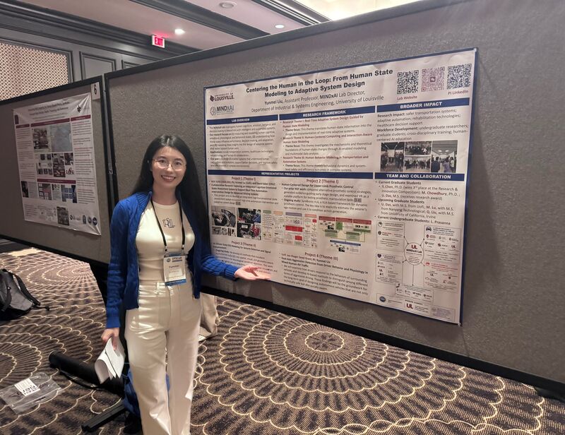 Dr. Yunmei Liu presenting the MINDxAI Lab's research poster at the NSF EPSCoR Midwest Summit