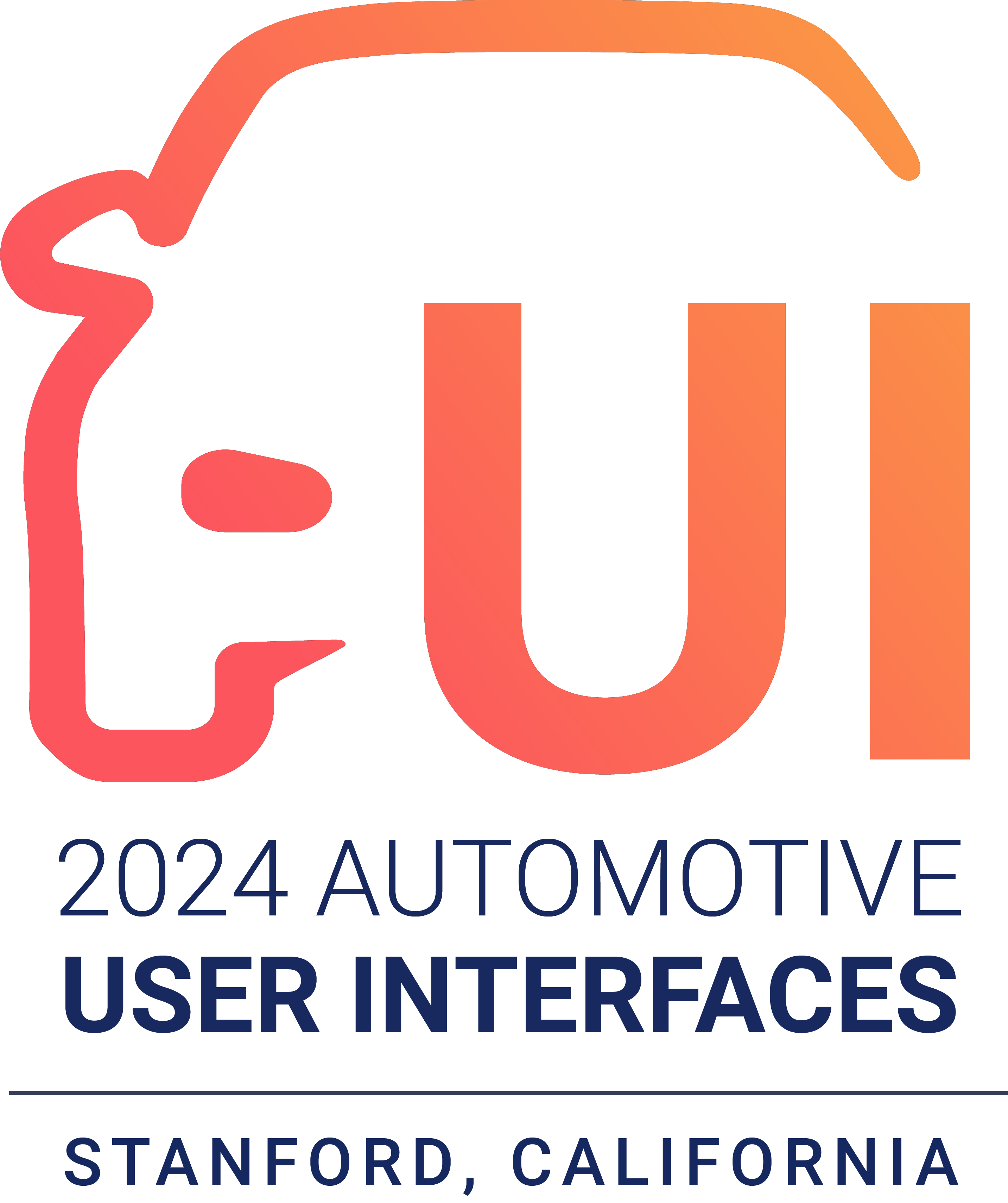 Official AutoUI 2024 logo: Automotive User Interfaces, Stanford, California